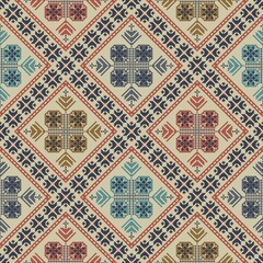 Seamless pattern design with traditional Palestinian embroidery motif