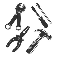 Repair and Maintenance Tools Silhouette Icons Set Collection