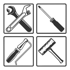 Repair and Maintenance Tools Silhouette Icons Set Collection