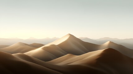 Majestic mountain range bathed in golden sunlight with mocha mousse tones under a gradient sky transitioning from dusk to night