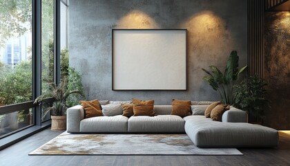 Modern Living Room Interior Design with Large Sofa