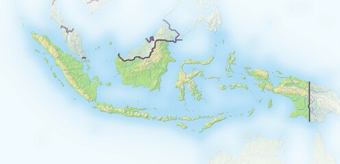 Indonesia, shaded relief map, Asia