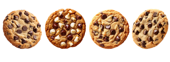 chocolate chip cookie isolated on transparent background