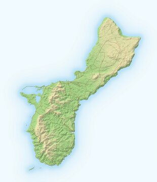 Guam, shaded relief map, USA, Oceania