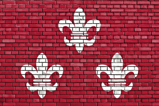 Flag of Beverwijk painted on brick wall