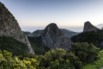 Los Roques, striking rock towers, Monumento Natural de los Roques, La Gomera, Canary Islands, Spain, Europe