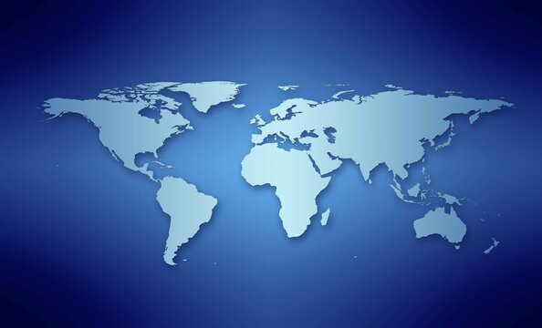 Blue world map, illustration