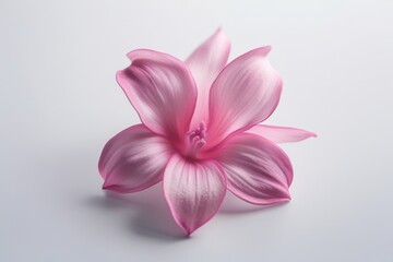 Fototapeta premium Beautiful macro image of a light pink bloom with intricate petals, perfectly isolated on a smooth white background