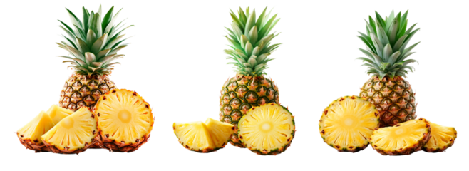 whole pineapple isolated on transparent background