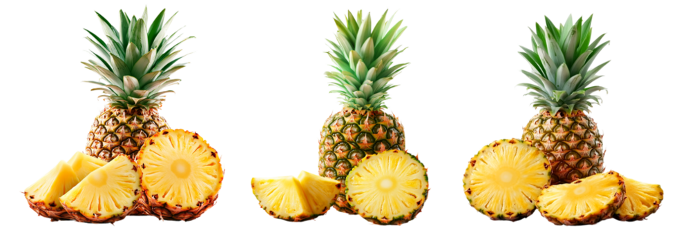 whole pineapple isolated on transparent background