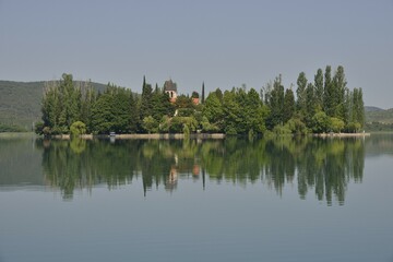 Visovac Monastery on the island of Visovac, Krka National Park, Šibenik-Knin County, Dalmatia, Croatia, Europe