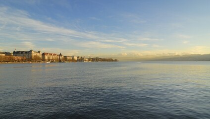Zuerich - view over the lake of Zuerichsee - Switzerland, Europe.