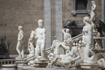 Fontana Pretoria, Albergaria, Palermo, Sicily, Italy, Europe