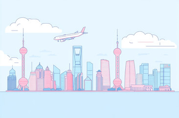 Fototapeta premium A modern city skyline with tall skyscrapers in the background