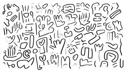 Abstract Black And White Illustration With Chaotic Shapes And Lines