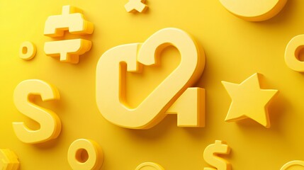 3D Yellow Percent Signs Discount Set with Variety