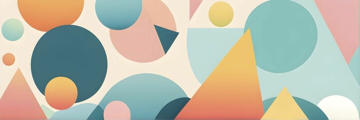 Vibrant minimalist wallpaper illustration in geometric shapes symbolizing fun and ease, AI generated