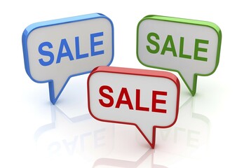 Promotional Speech Bubble, This is a 3d Rendered Computer Generated Image. Isolated on White