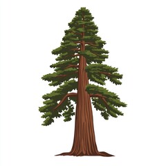 A Tall Redwood Tree Stands Tall Against A White Background