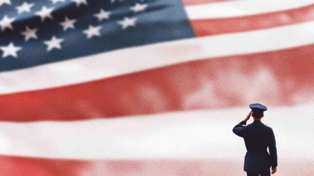 patriotic image of american soldier saluting us flag showcasing military honor and respect for veterans on memorial day or veterans day - Powered by Adobe