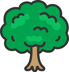 木のアイコン（線画カラー）のイラスト