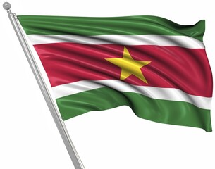 Flag of Suriname, This is a computer generated and 3d rendered image