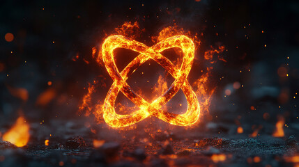 A futuristic depiction of atomic structure with electrons orbiting the nucleus symbolizing quantum mechanics concepts minimalistic bright tone modern blurred empty caption space on the side

