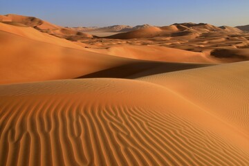 Sanddunes in the Rub al Khali desert, Ramlat al Fassad, Empty Quarter, Dhofar, Oman, Asia