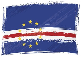 Cape Verde national flag created in grunge style