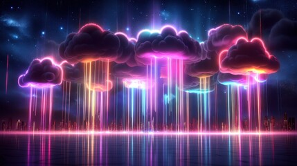 Colorful rain and clouds in a vibrant scenery.