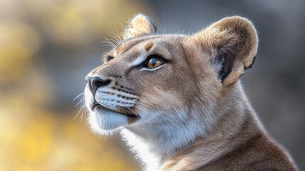 Obraz premium Lioness gazes thoughtfully in the sunlit savanna during golden hour capturing the beauty of nature