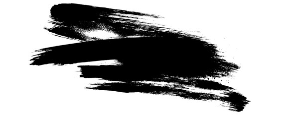 Vector black ink brush strokes background painted by brush design elements
