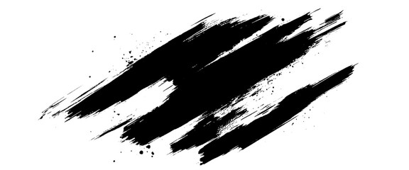 Vector black ink brush strokes background painted by brush design elements