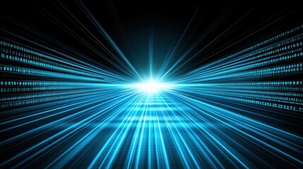 Futuristic blue light beam abstract background.