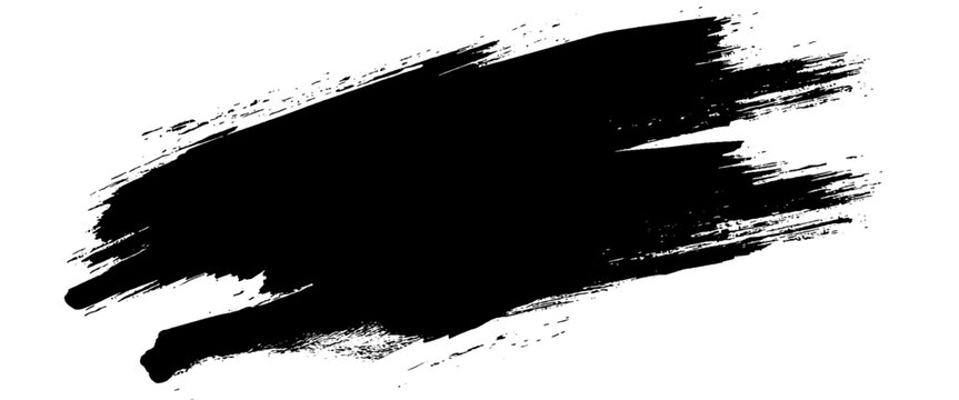 Vector black ink brush strokes background painted by brush design elements