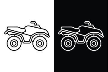 Bold Quad Bike Silhouette. Stylish Black & White Line Art