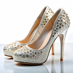 Fototapeta premium Elegant Bridal Style: Beautiful High-Heel Shoes for the Bride