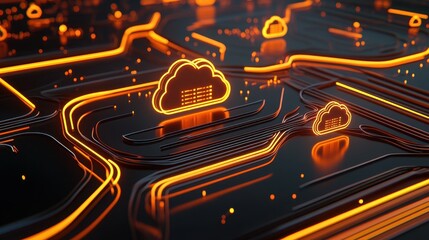 Futuristic network technology visualization.