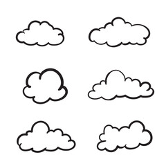 Set clouds sketch hand drawn doodle vector isolated. 
