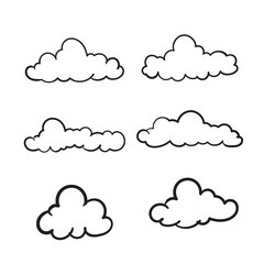 Set clouds sketch hand drawn doodle vector isolated. 