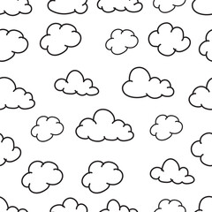 Set clouds sketch hand drawn doodle vector isolated. 