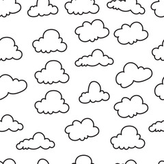 Set clouds sketch hand drawn doodle vector isolated. 