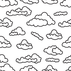 Set clouds sketch hand drawn doodle vector isolated. 