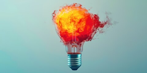 Light bulb with a flame coming out of it