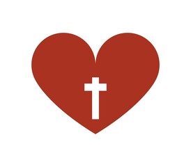 Cross heart icon illustrated in vector on white background