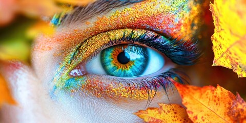 Woman's eye is surrounded by leaves