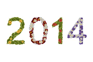 Flowers arranged to show the year 2014