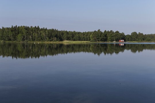 House at the water, Reflection, Ecker&ouml;, Aaland Islands, Finland, Europe
