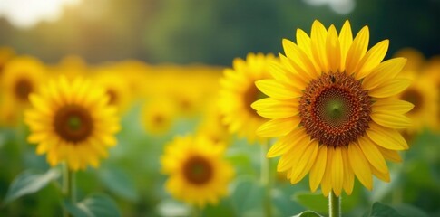 Obraz premium Sunflower field with tall yellow and orange blooms, sunflower, garden, sunflowers