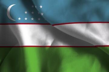 A ruffled fabric flag of Uzbekistan